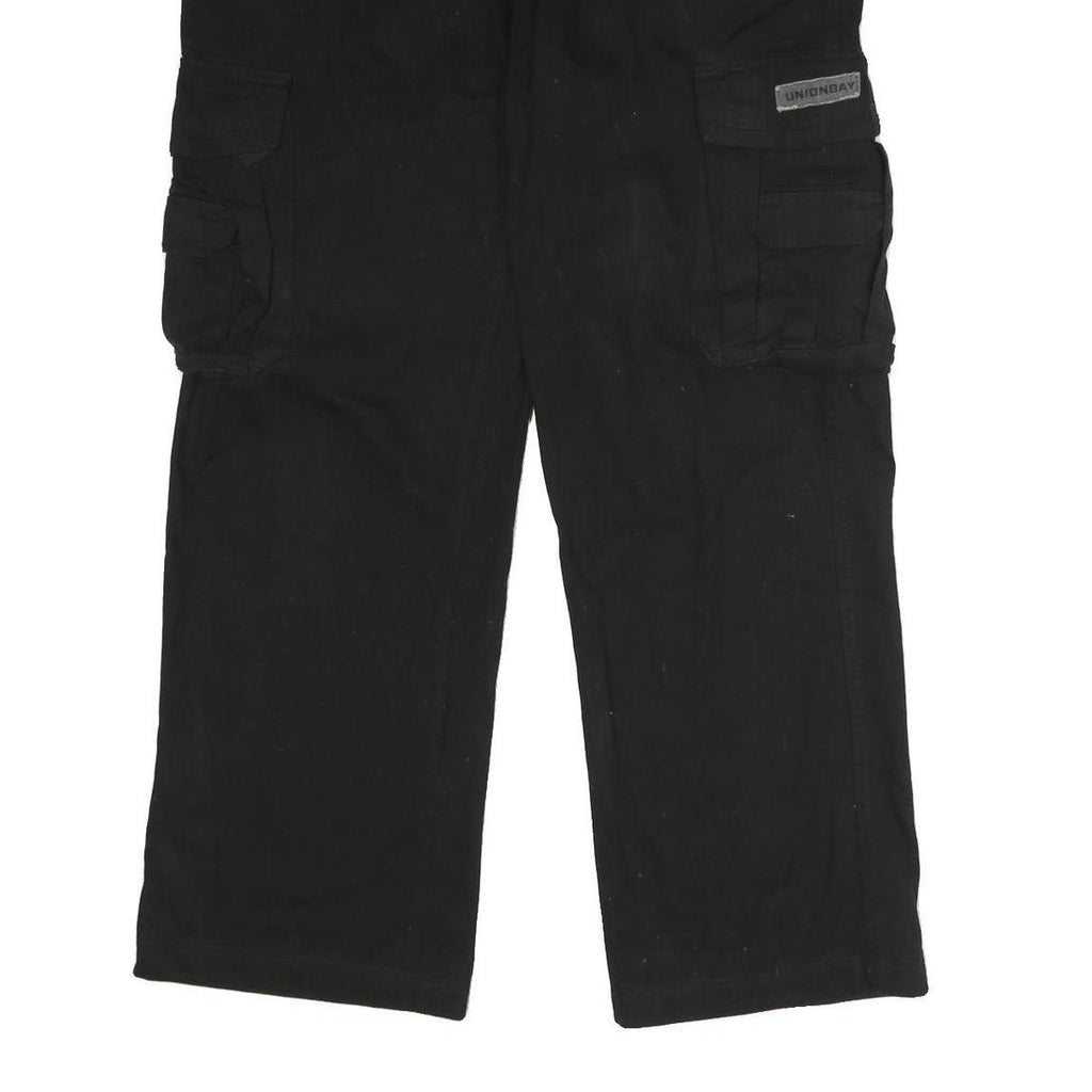 UNION BAY Mens Cotton Black Regular Cargo Trousers W36 L32 Workwear Zip Closure