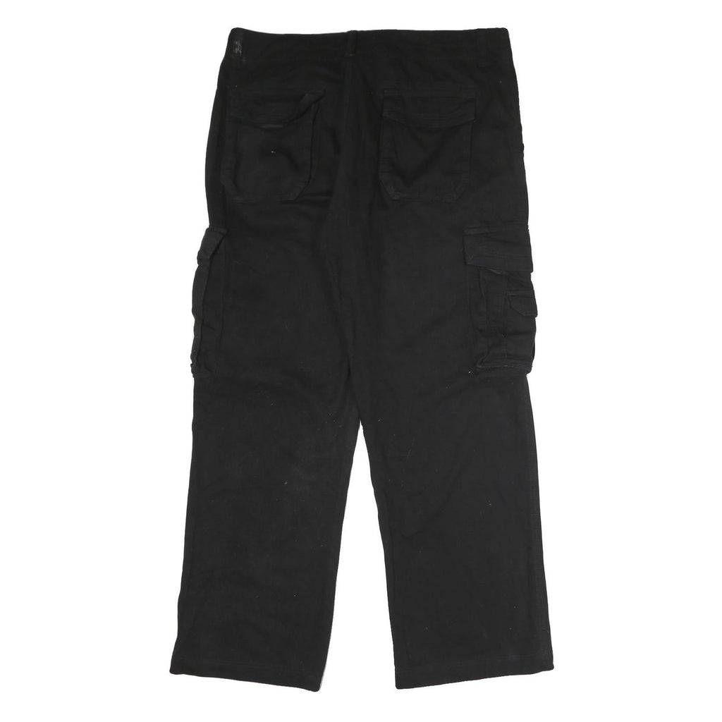 UNION BAY Mens Cotton Black Regular Cargo Trousers W36 L32 Workwear Zip Closure