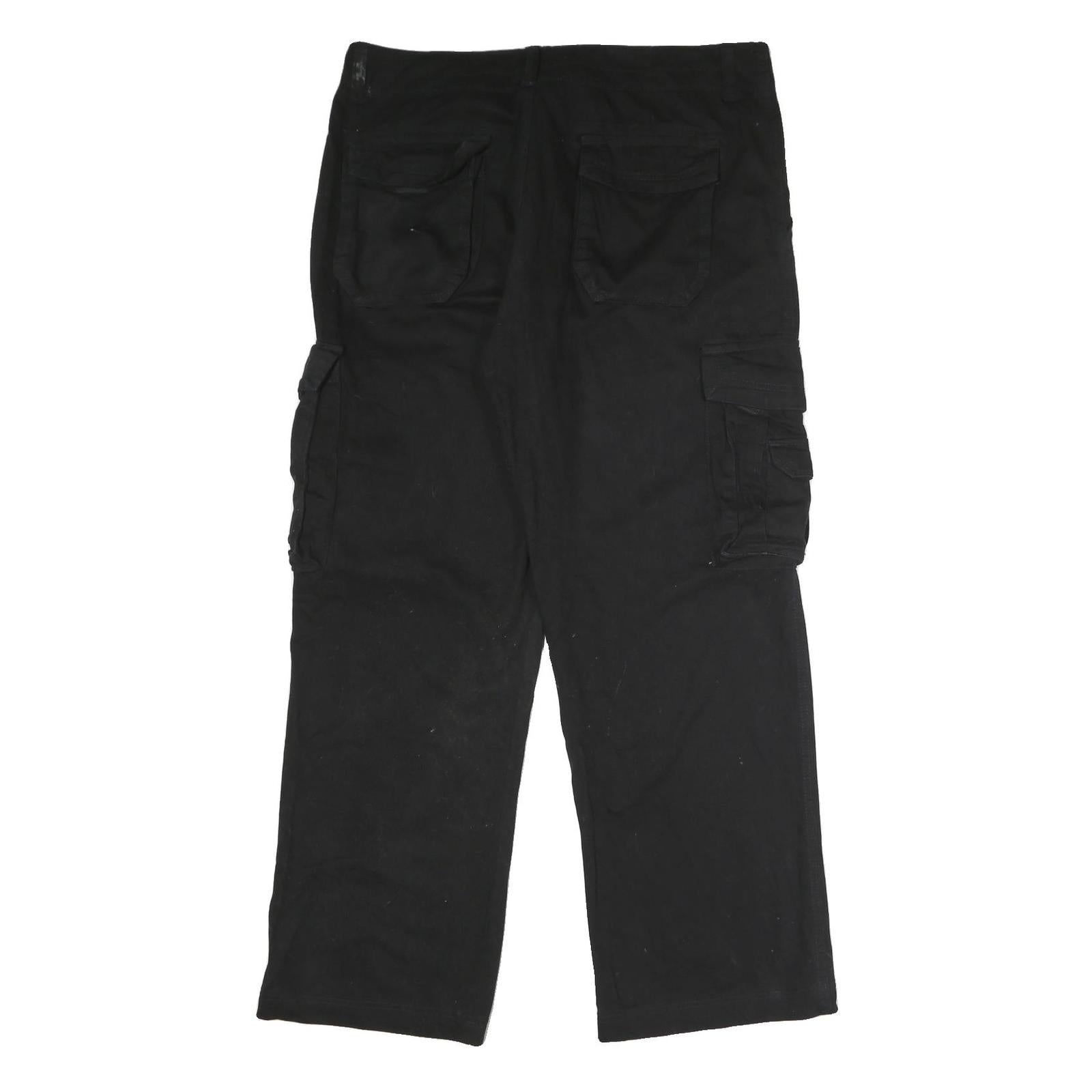 UNION BAY Mens Cotton Black Regular Cargo Trousers W36 L32 Workwear Zip Closure
