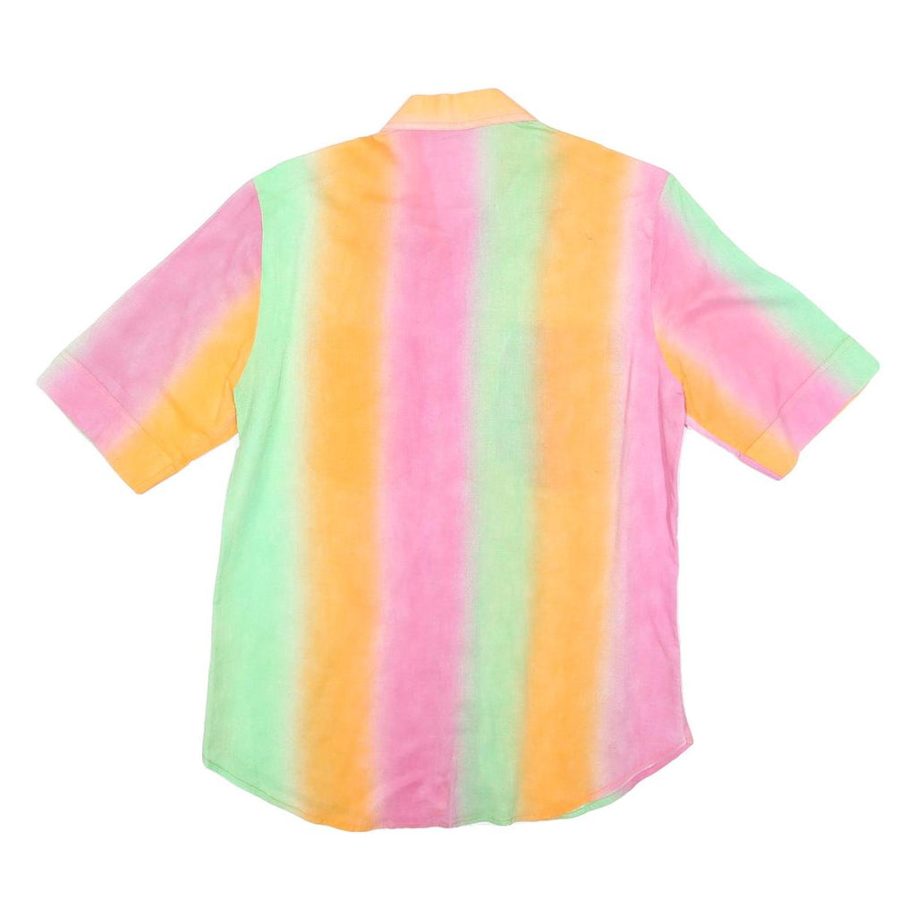 SANDOVAL Mens Pastel Orange & Pink & Green Casual Shirt M Cotton Blend Short