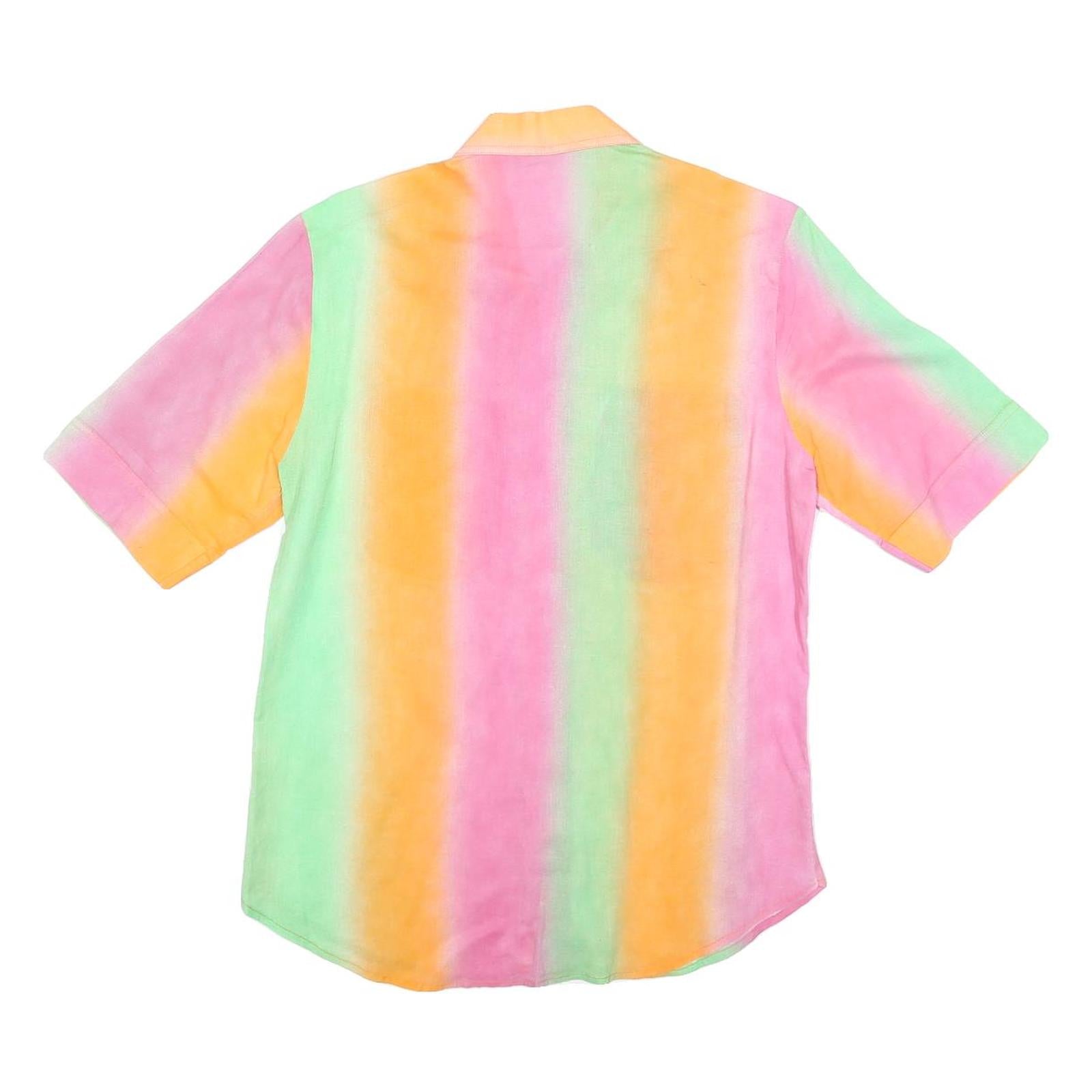 SANDOVAL Mens Pastel Orange & Pink & Green Casual Shirt M Cotton Blend Short