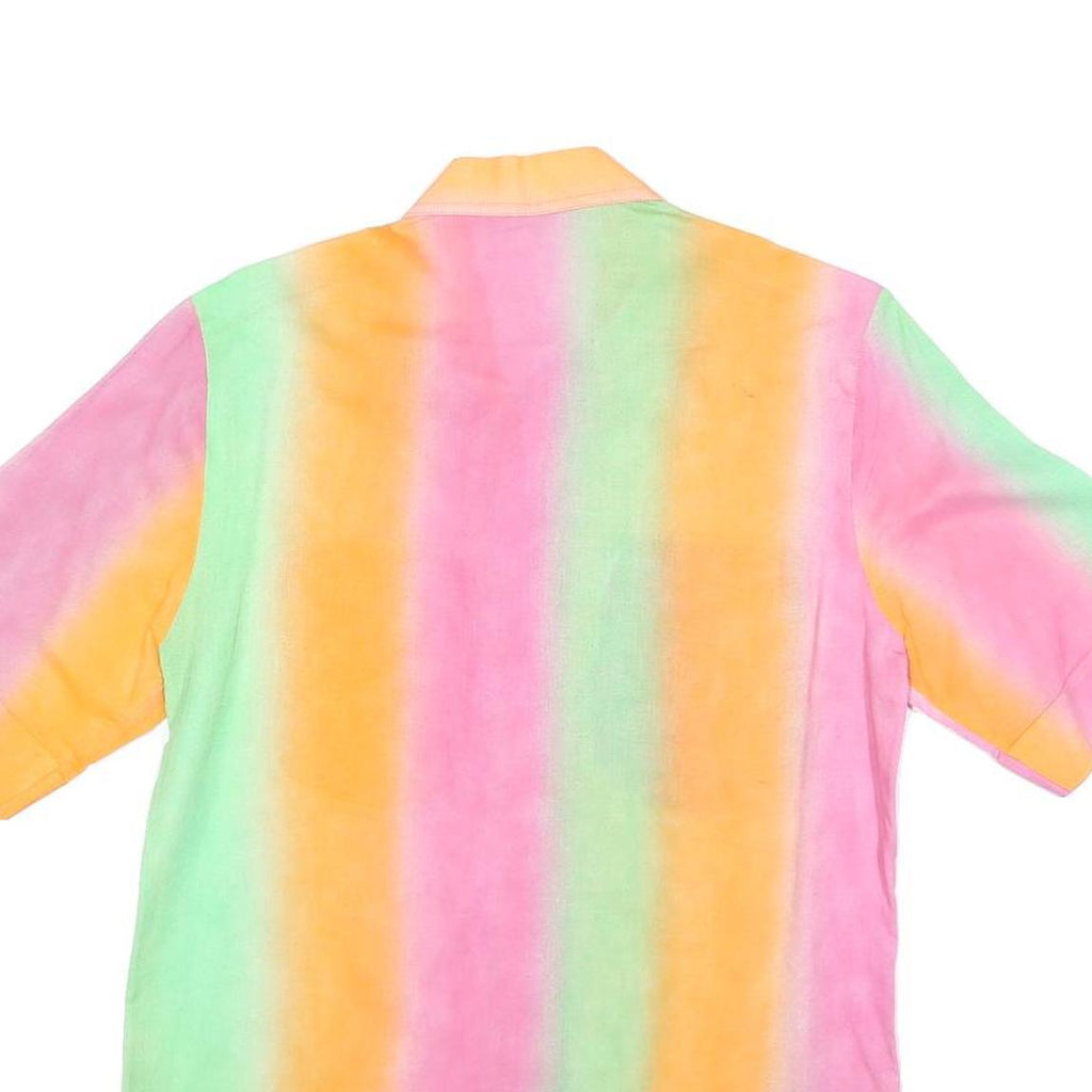 SANDOVAL Mens Pastel Orange & Pink & Green Casual Shirt M Cotton Blend Short