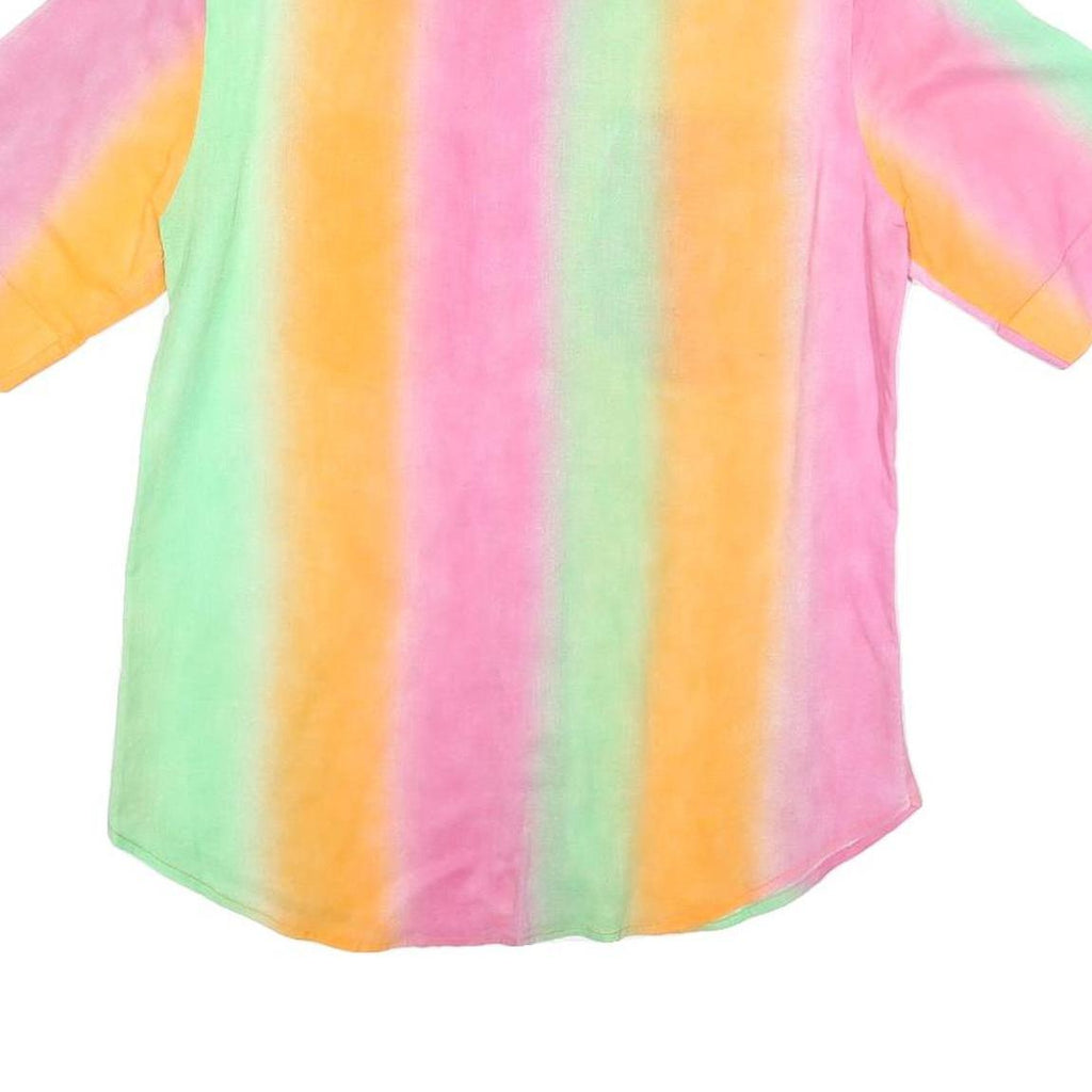 SANDOVAL Mens Pastel Orange & Pink & Green Casual Shirt M Cotton Blend Short