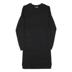 JACK WILLS Womens Black Cotton Blend Jersey Midi Dress Long Sleeve UK 12 Ribbed