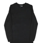 JACK WILLS Womens Black Cotton Blend Jersey Midi Dress Long Sleeve UK 12 Ribbed