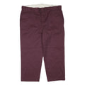DICKIES Mens Polyester Blend Burgundy Regular Straight Trousers W40 L25 Workwear