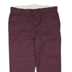 DICKIES Mens Polyester Blend Burgundy Regular Straight Trousers W40 L25 Workwear