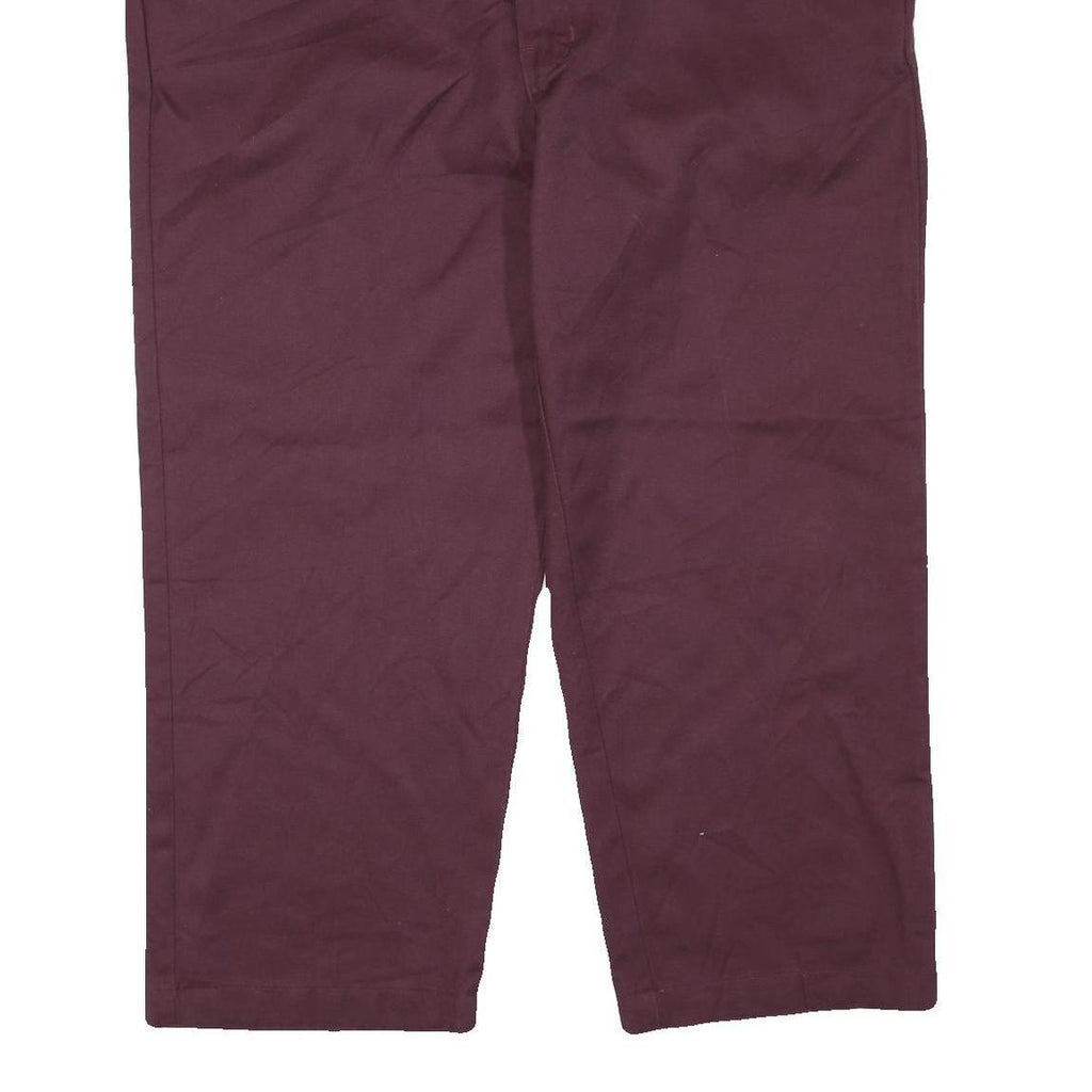 DICKIES Mens Polyester Blend Burgundy Regular Straight Trousers W40 L25 Workwear