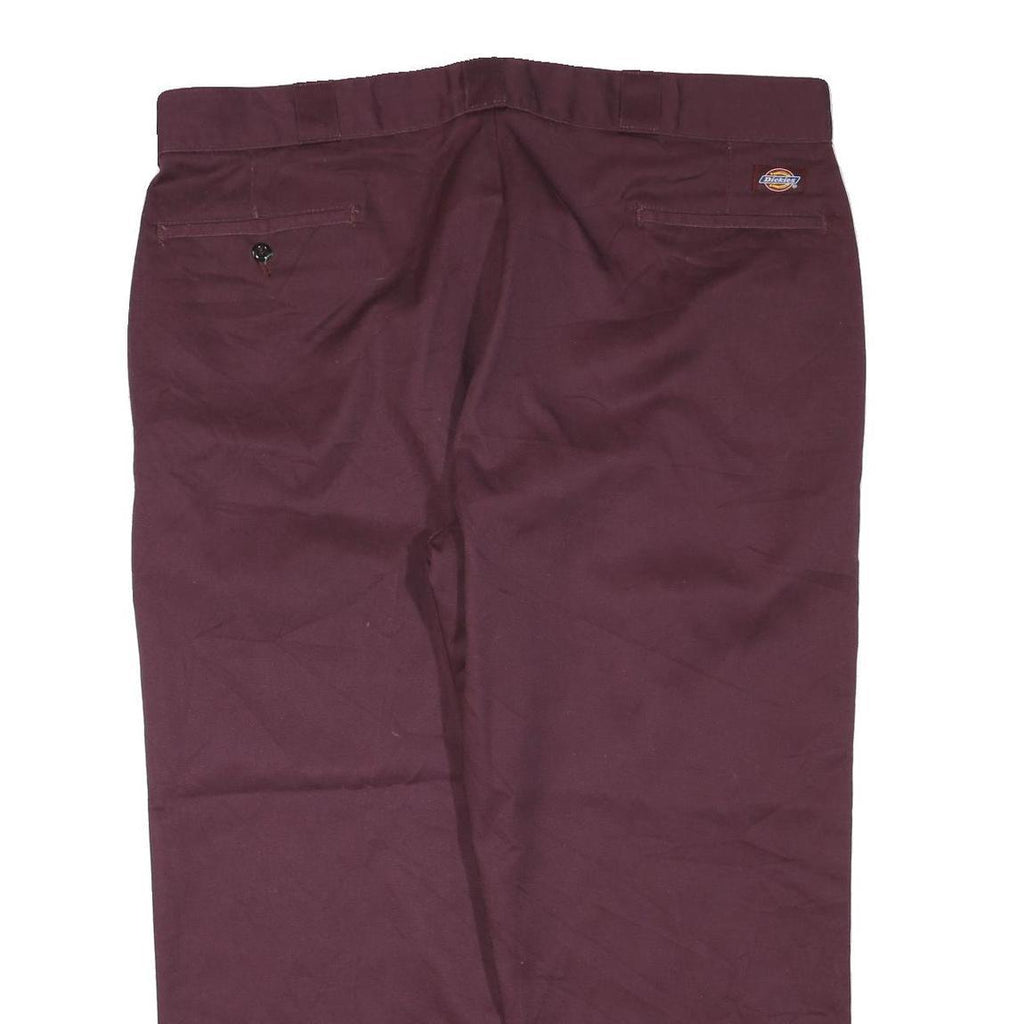 DICKIES Mens Polyester Blend Burgundy Regular Straight Trousers W40 L25 Workwear