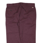 DICKIES Mens Polyester Blend Burgundy Regular Straight Trousers W40 L25 Workwear