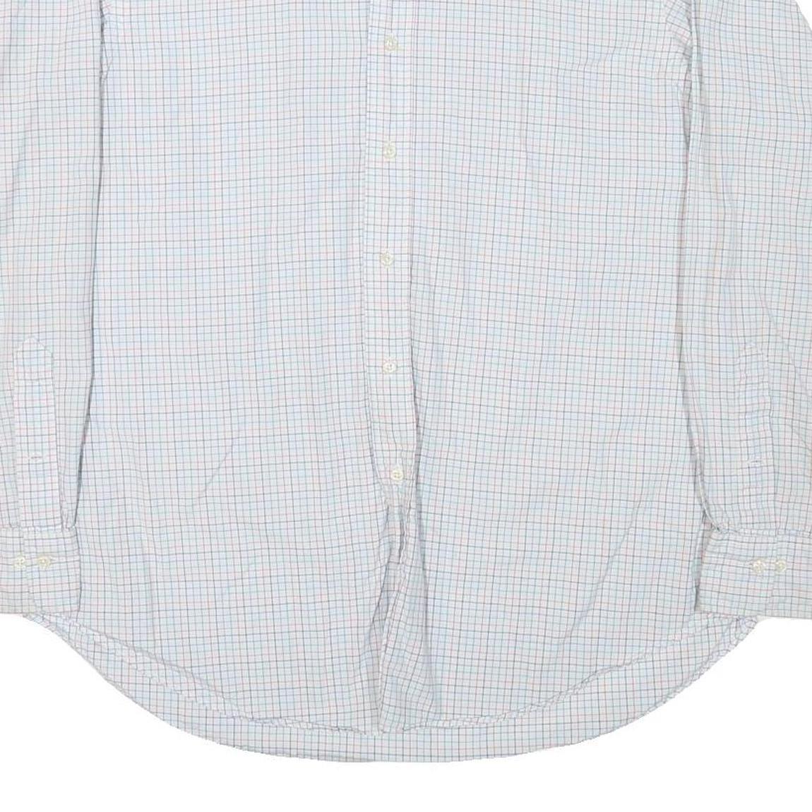 POLO RALPH LAUREN Mens White Blue Check Long Sleeve Shirt XL Classic Fit Cotton