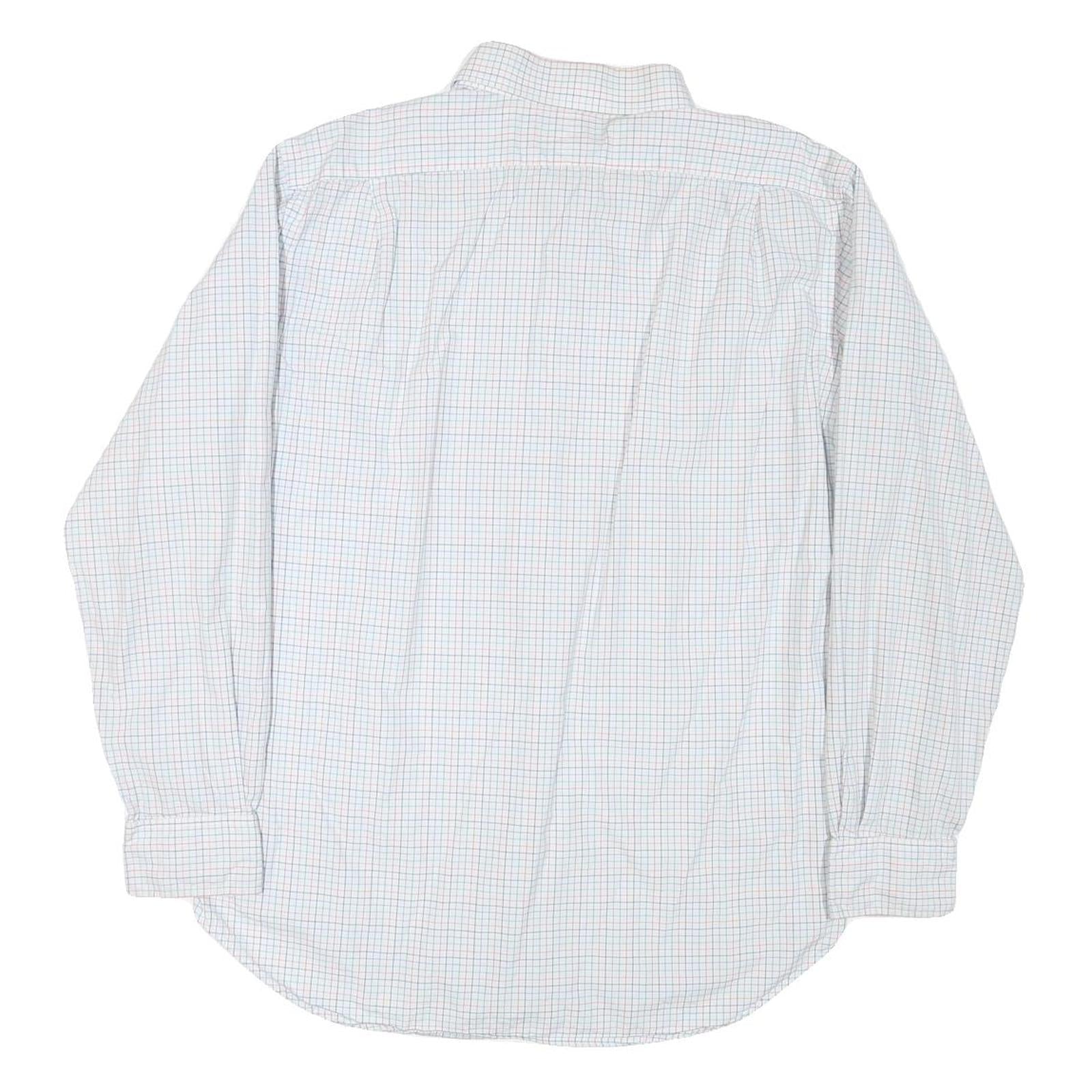 POLO RALPH LAUREN Mens White Blue Check Long Sleeve Shirt XL Classic Fit Cotton