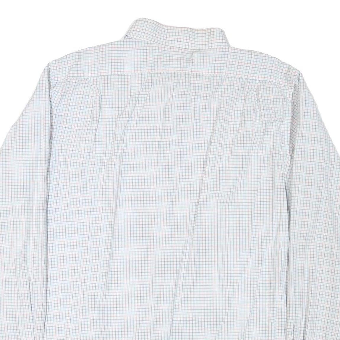 POLO RALPH LAUREN Mens White Blue Check Long Sleeve Shirt XL Classic Fit Cotton