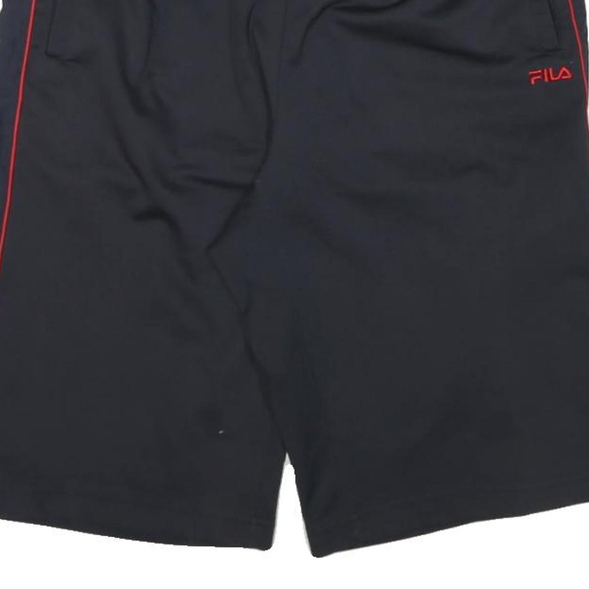 FILA Mens Shorts Black & Red Casual M W28 Polyester Blend Sports Logo