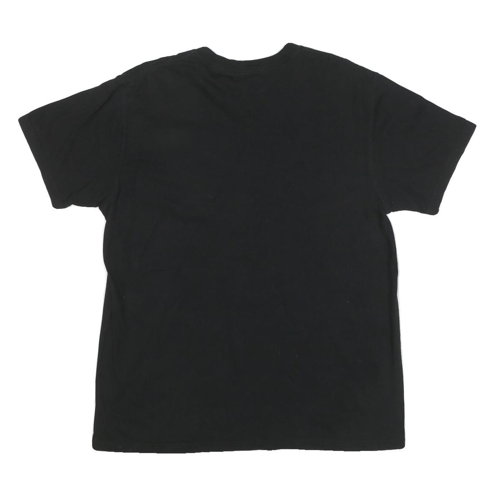 CALVIN KLEIN JEANS Mens Black V-Neck T-Shirt M Cotton Blend Crew Neck Short