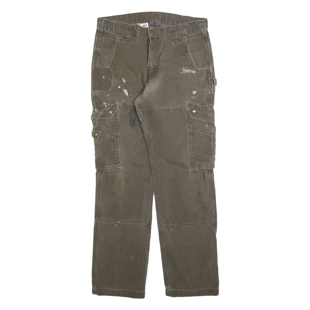 CARHARTT Mens Cotton Blend Brown Regular Fit Straight Leg Trousers W32 L32