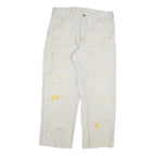 CARHARTT Mens Cotton Blend Cream Relaxed Straight Trousers W32 L27 Workwear
