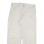 CARHARTT Mens Cotton Blend Cream Relaxed Straight Trousers W32 L27 Workwear