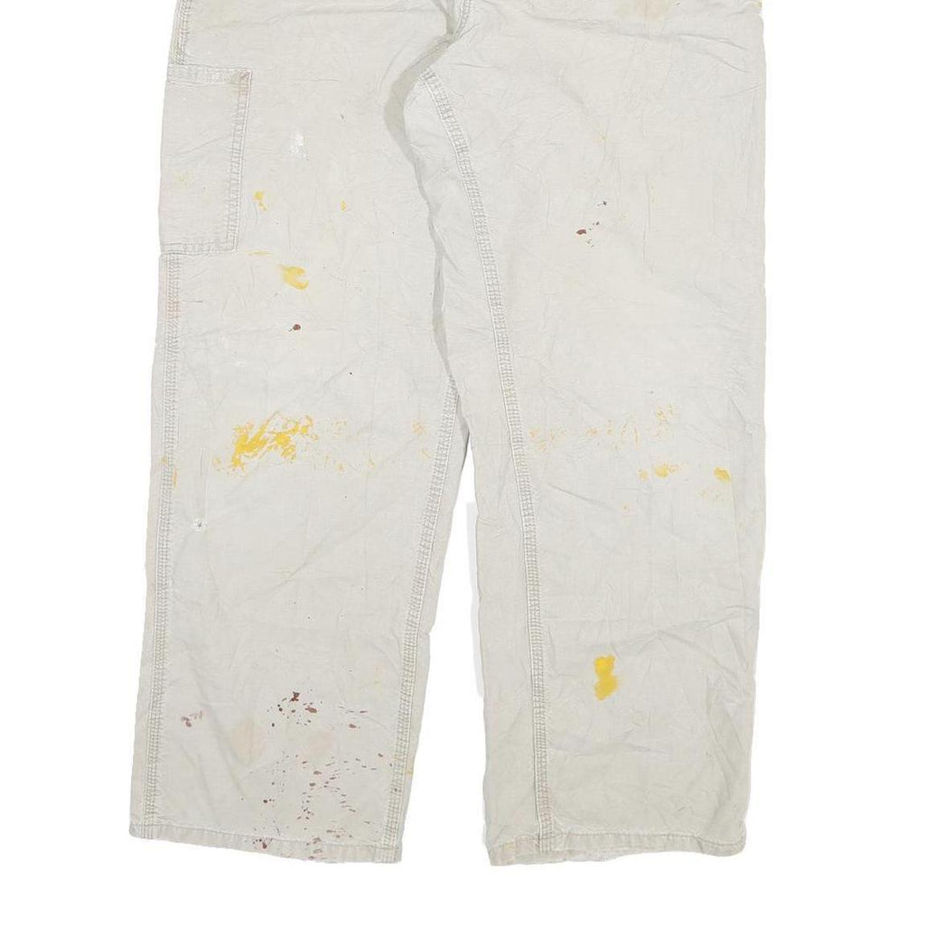 CARHARTT Mens Cotton Blend Cream Relaxed Straight Trousers W32 L27 Workwear
