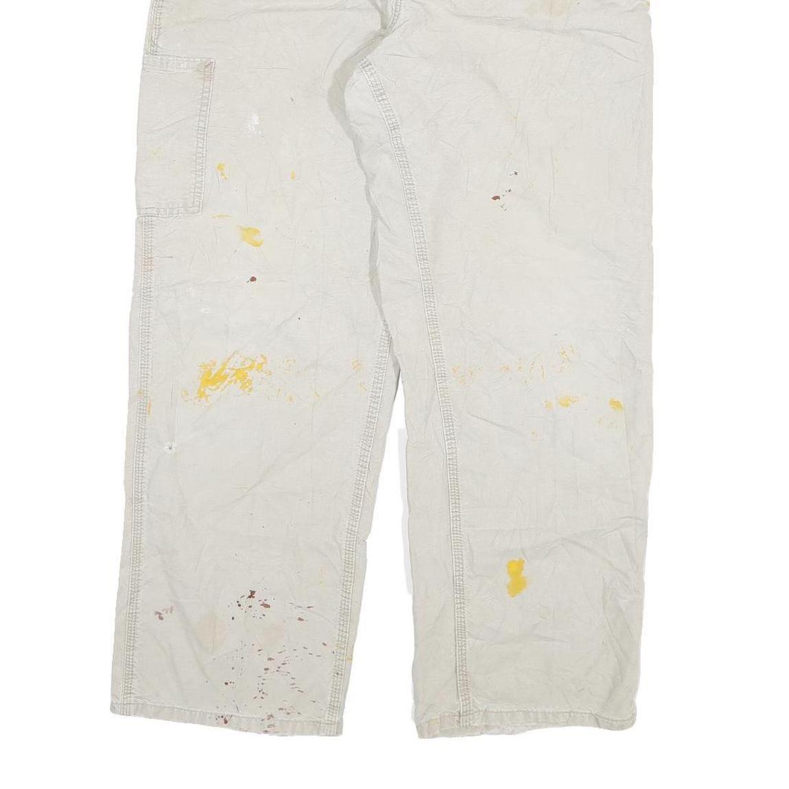 CARHARTT Mens Cotton Blend Cream Relaxed Straight Trousers W32 L27 Workwear