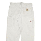 CARHARTT Mens Cotton Blend Cream Relaxed Straight Trousers W32 L27 Workwear