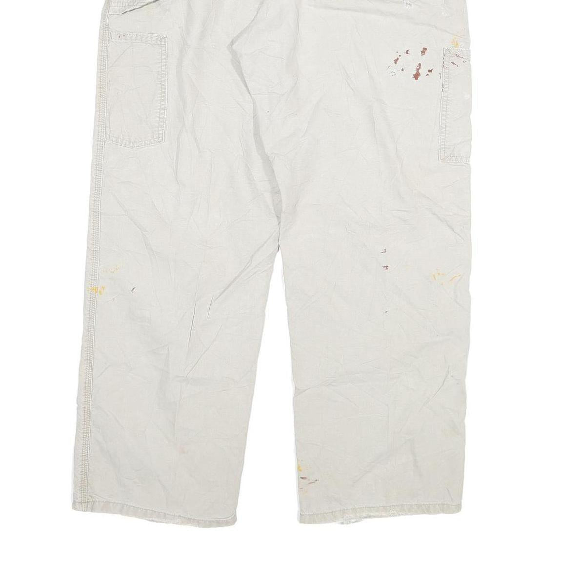 CARHARTT Mens Cotton Blend Cream Relaxed Straight Trousers W32 L27 Workwear