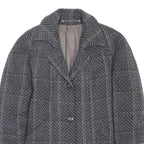 Womens Grey Wool Chevron Button Jacket UK 18 Classic Outerwear Stylish Warm