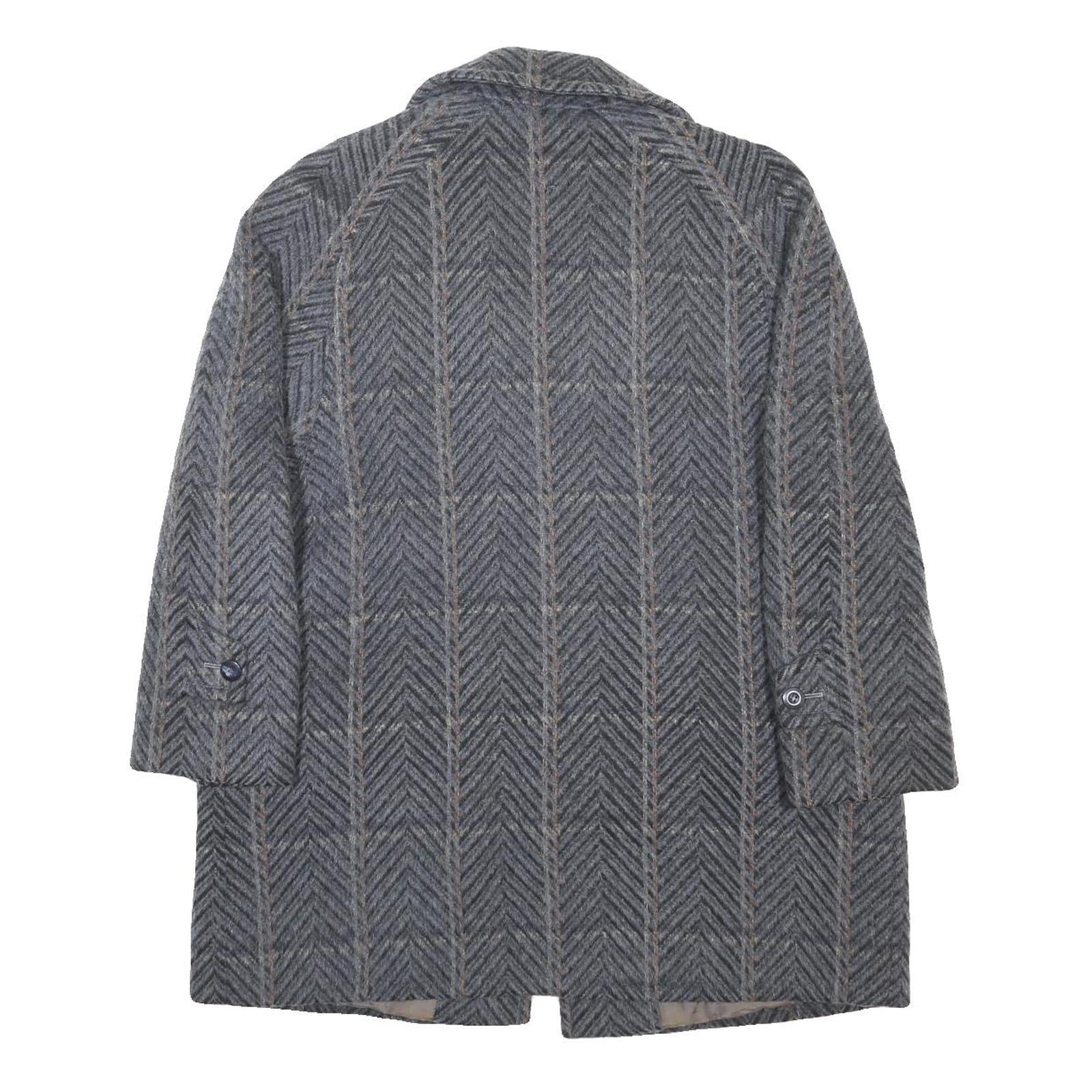 Womens Grey Wool Chevron Button Jacket UK 18 Classic Outerwear Stylish Warm