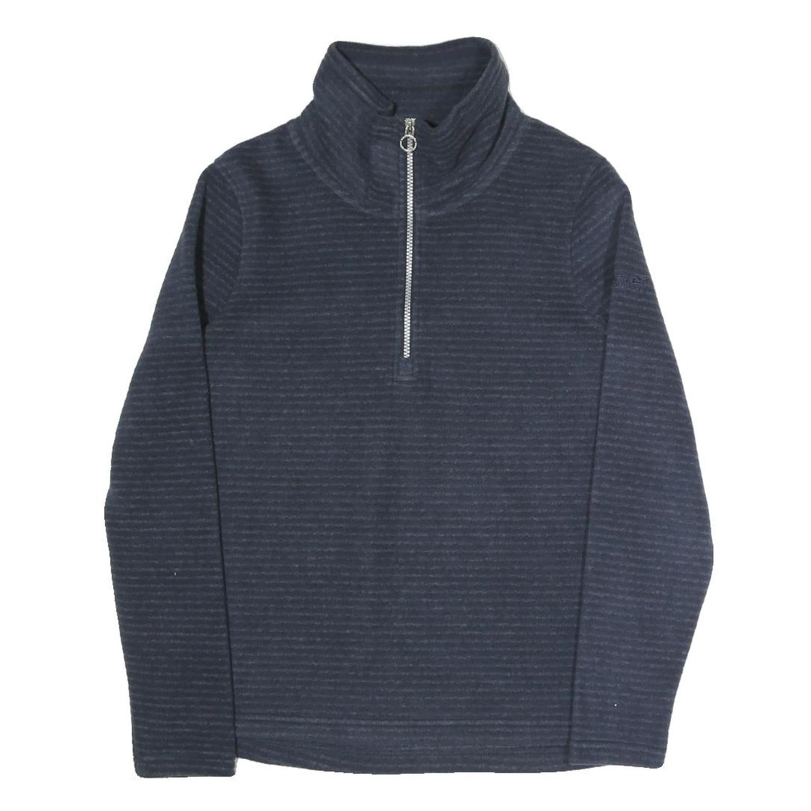 REGATTA Womens Navy Blue Plain Full Zip Jumper Crew Neck Polyester Blend UK 10