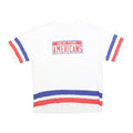 LNH Mens White Red & Blue New York Americans Graphic T-Shirt L Short Sleeve Crew