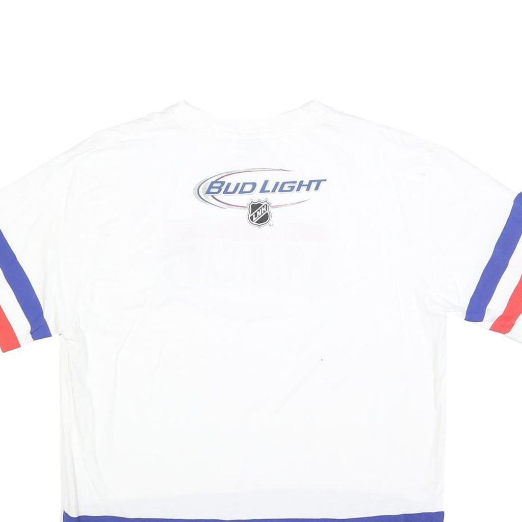 LNH Mens White Red & Blue New York Americans Graphic T-Shirt L Short Sleeve Crew