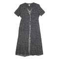 JBS Womens Black Dress Polyester Blend Button Midi L Leaf Pattern