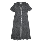 JBS Womens Black Dress Polyester Blend Button Midi L Leaf Pattern