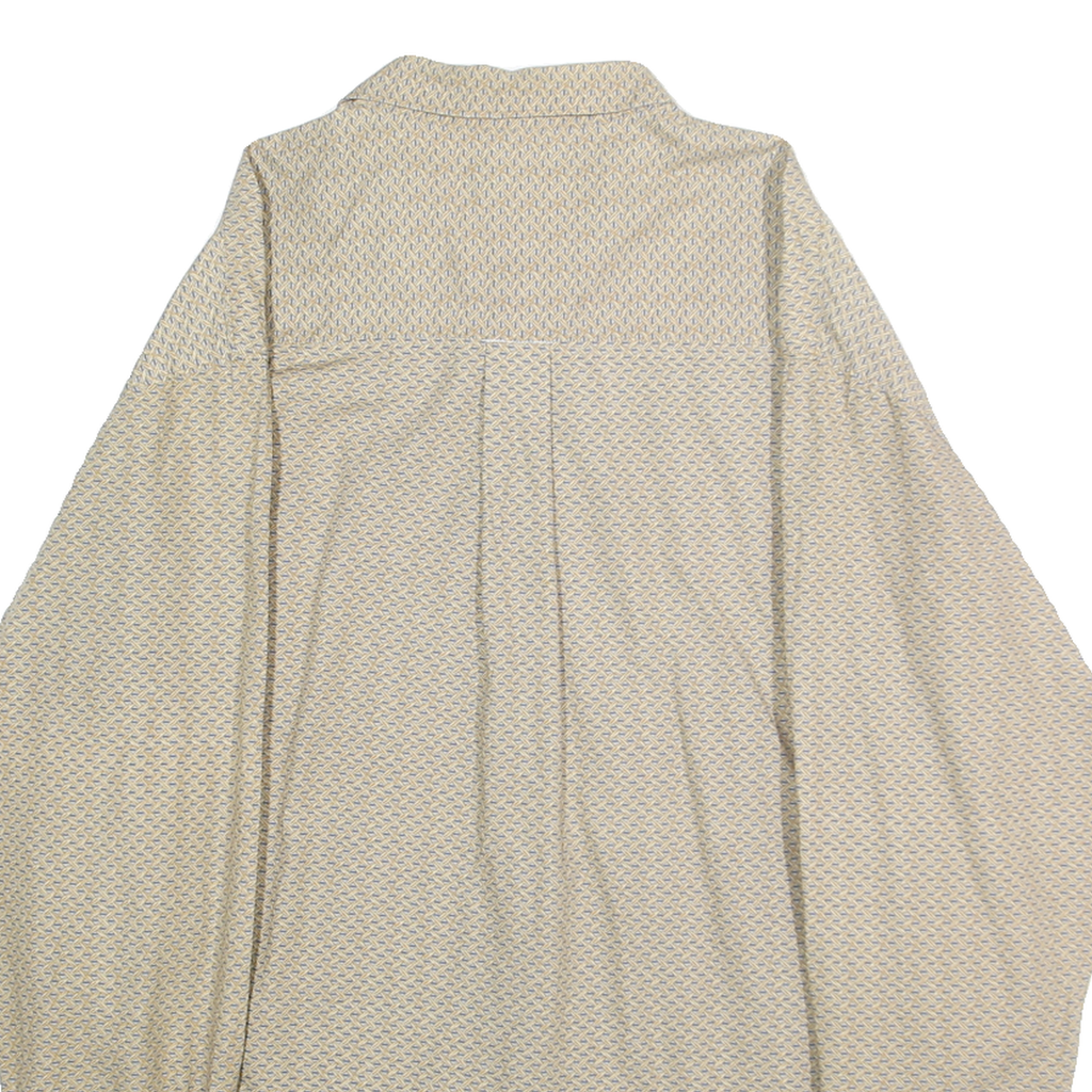 PERRUZO Mens Beige Patterned Cotton Shirt XL Button Collar Casual Smart