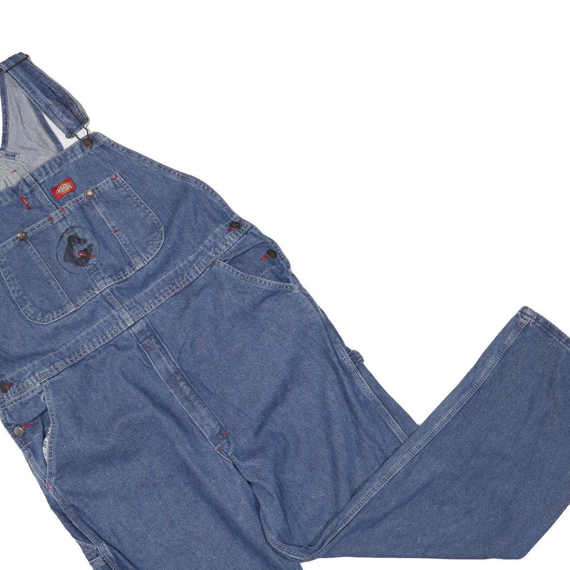 DICKIES Mens Blue Denim Relaxed Cotton Blend Dungarees L W38 L27 Workwear