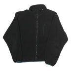 Mens Black Polyester Zip Up Jacket L Plain Casual Outdoor Warm Layer