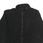 Mens Black Polyester Zip Up Jacket L Plain Casual Outdoor Warm Layer