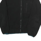 Mens Black Polyester Zip Up Jacket L Plain Casual Outdoor Warm Layer