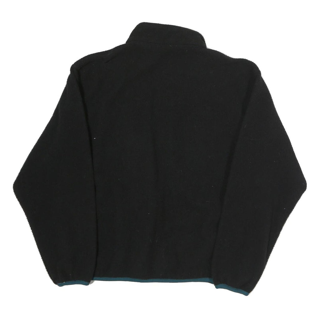 Mens Black Polyester Zip Up Jacket L Plain Casual Outdoor Warm Layer