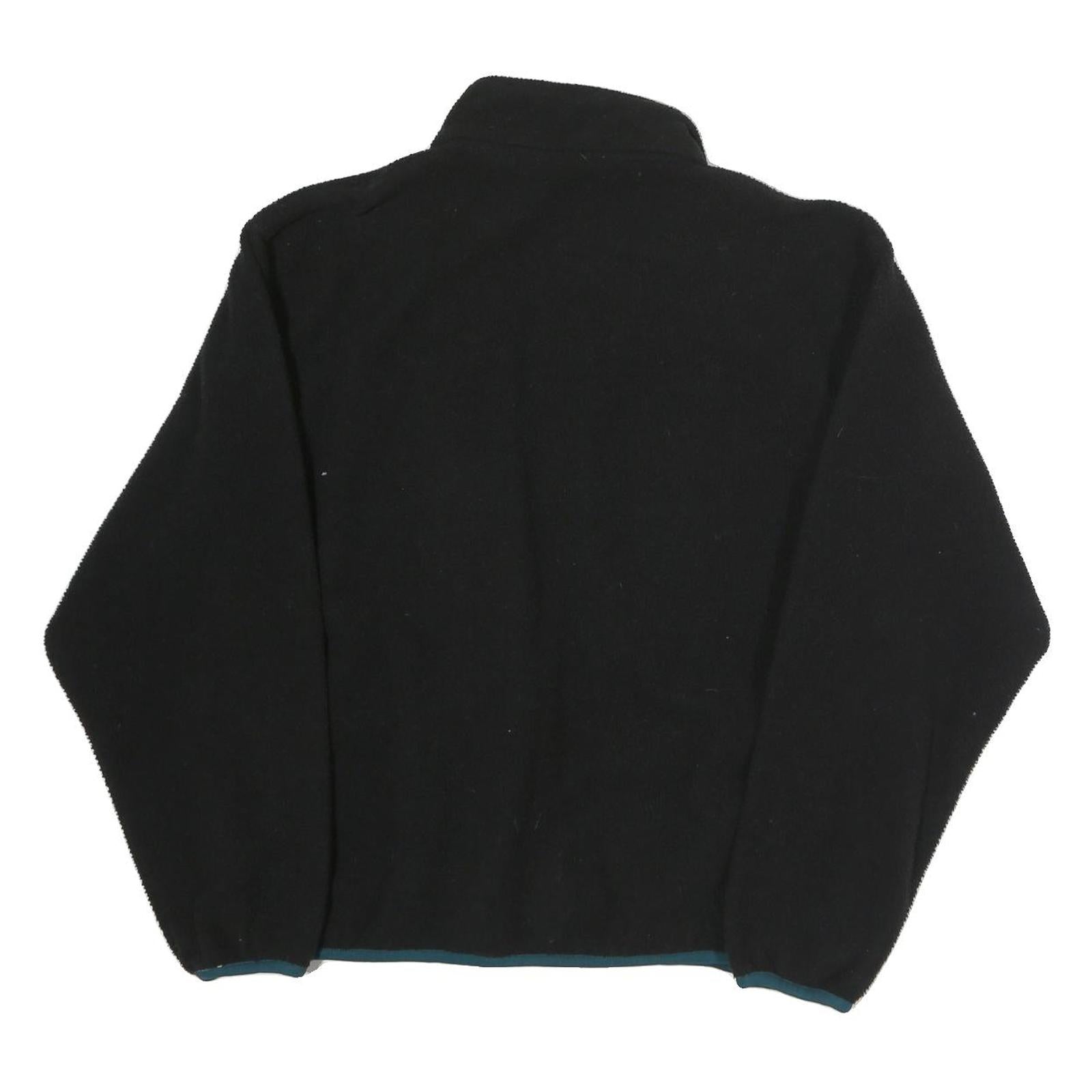 Mens Black Polyester Zip Up Jacket L Plain Casual Outdoor Warm Layer