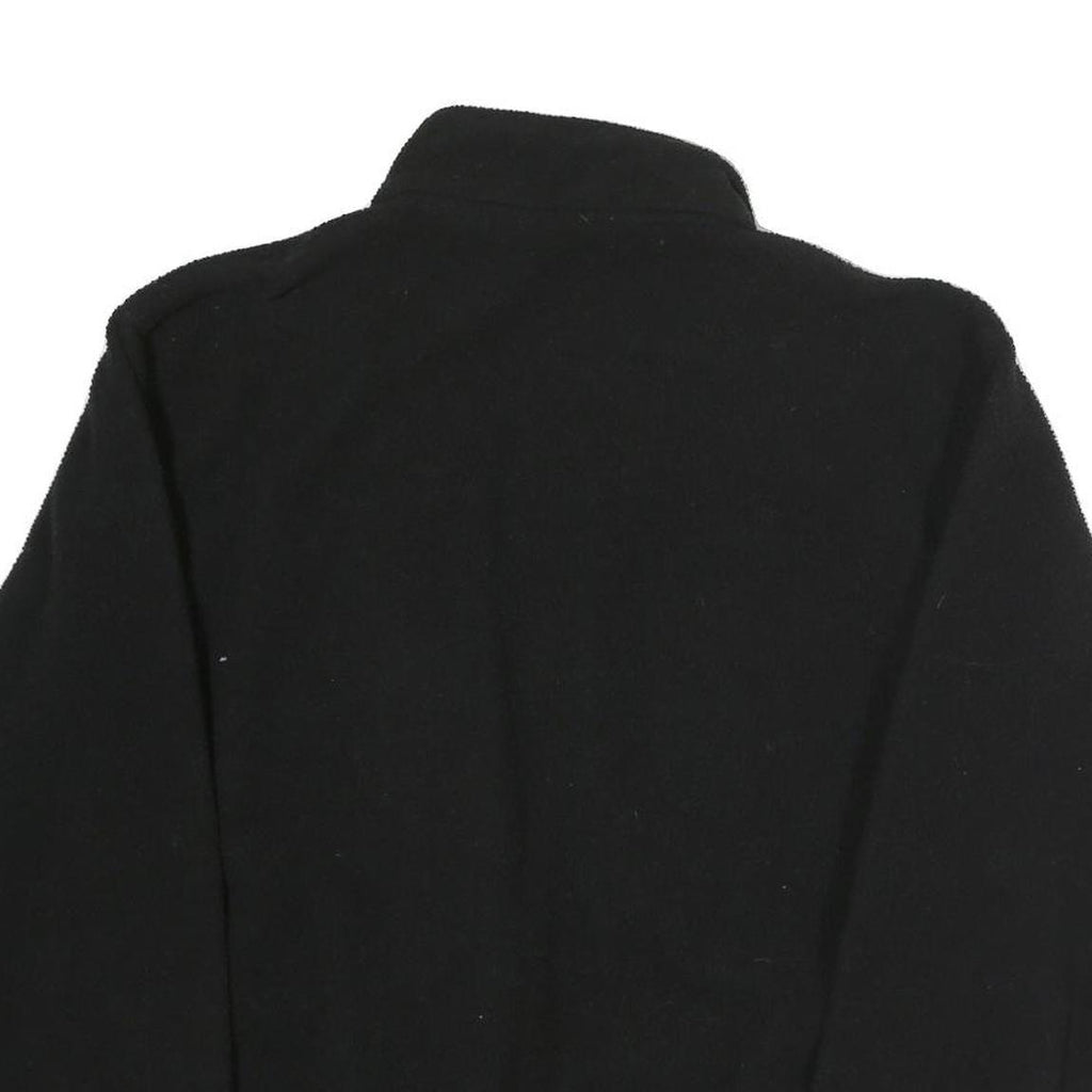 Mens Black Polyester Zip Up Jacket L Plain Casual Outdoor Warm Layer