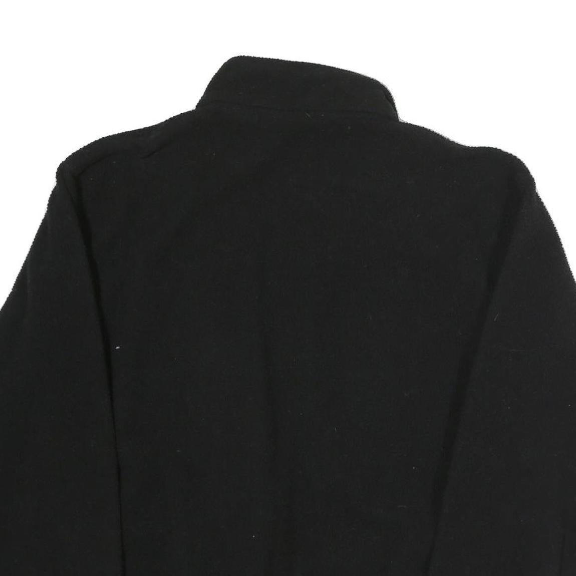 Mens Black Polyester Zip Up Jacket L Plain Casual Outdoor Warm Layer