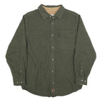 LEGENDARY Mens Green Plain Casual Cotton Shirt S Button Closure Long Sleeve