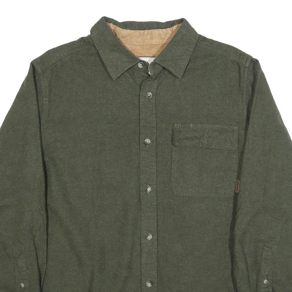 LEGENDARY Mens Green Plain Casual Cotton Shirt S Button Closure Long Sleeve