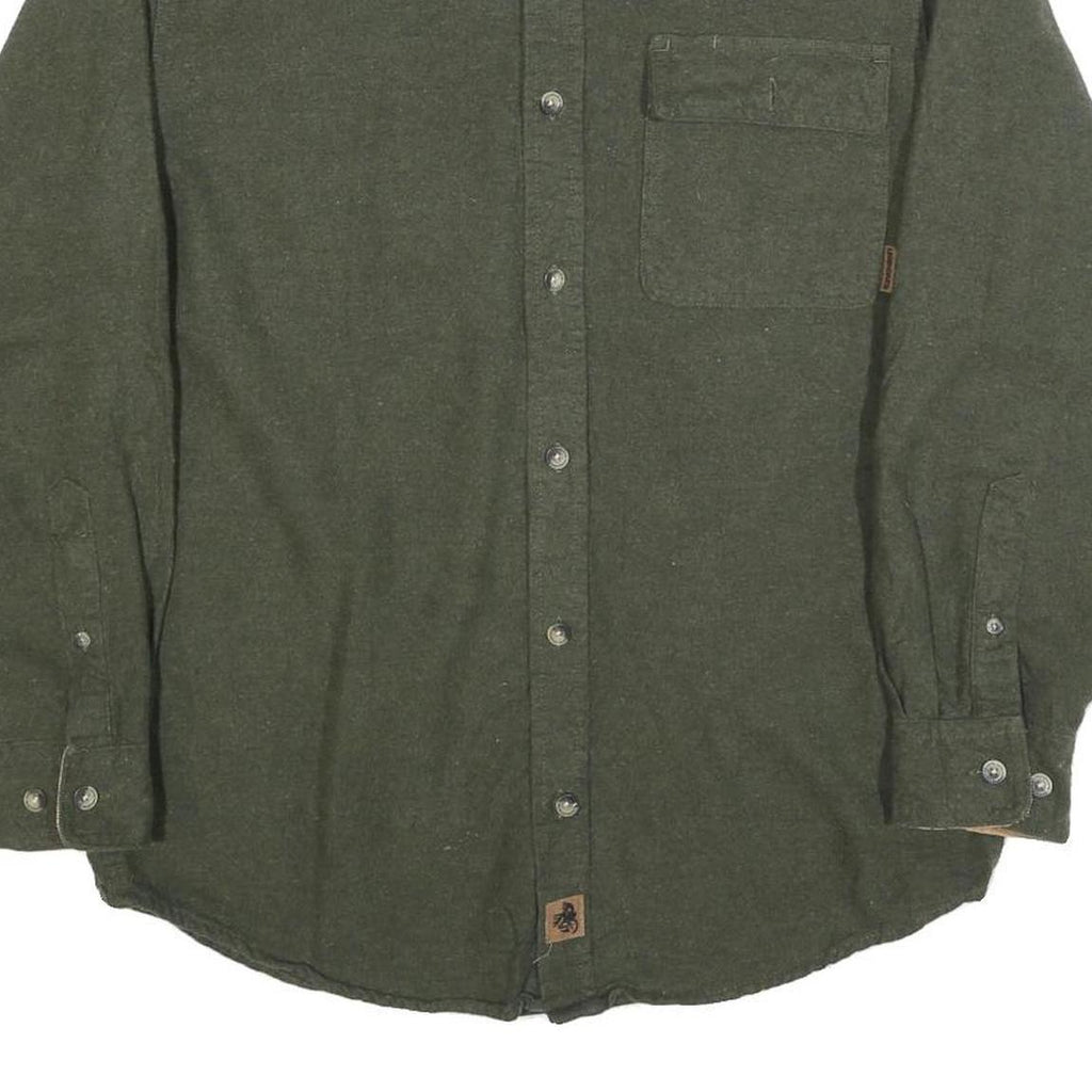 LEGENDARY Mens Green Plain Casual Cotton Shirt S Button Closure Long Sleeve