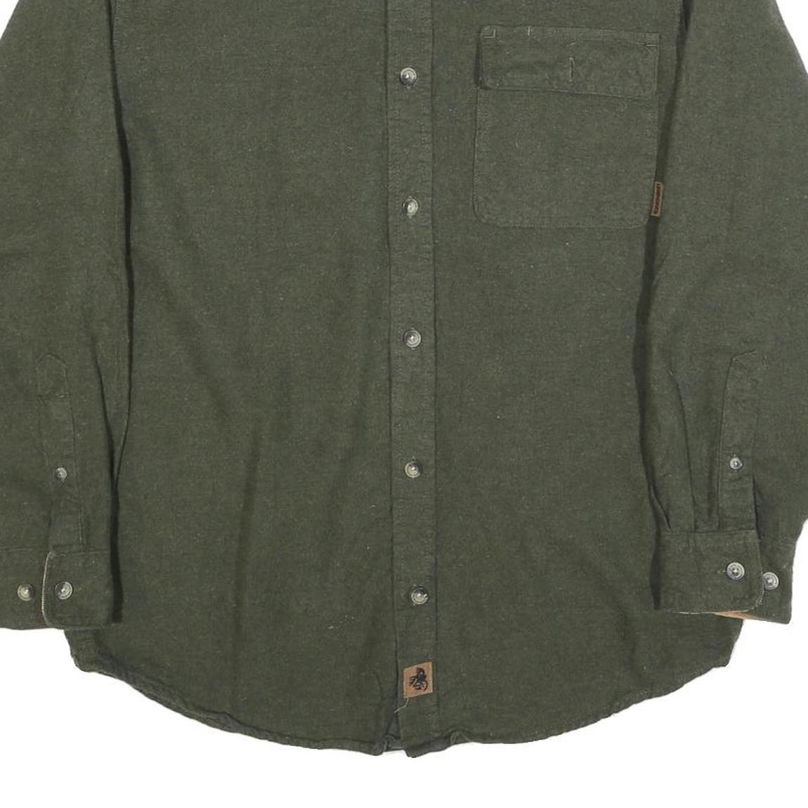 LEGENDARY Mens Green Plain Casual Cotton Shirt S Button Closure Long Sleeve