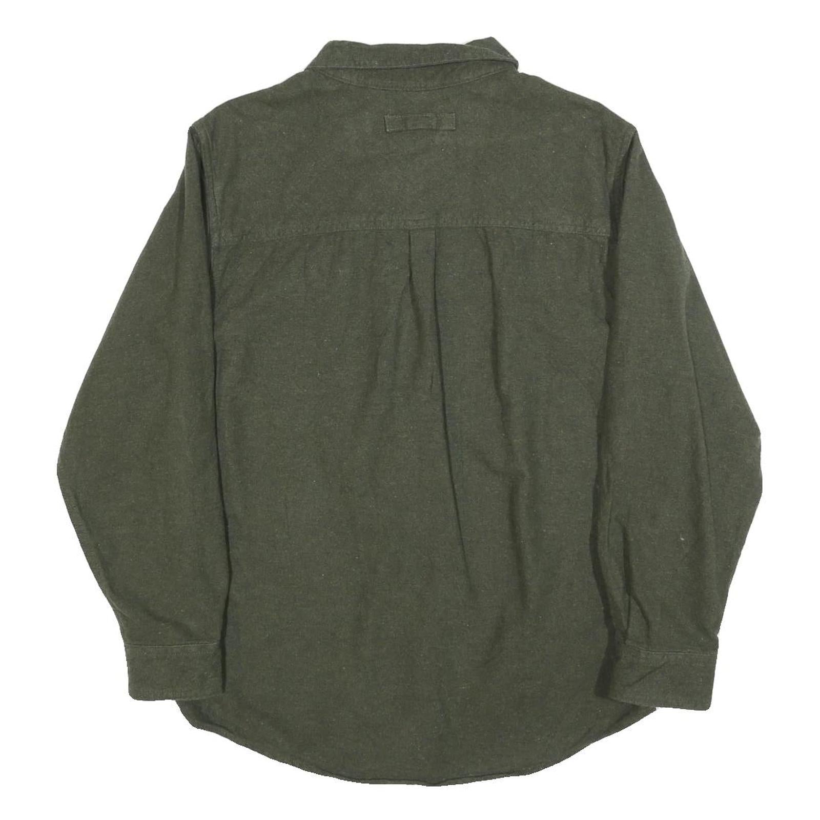 LEGENDARY Mens Green Plain Casual Cotton Shirt S Button Closure Long Sleeve