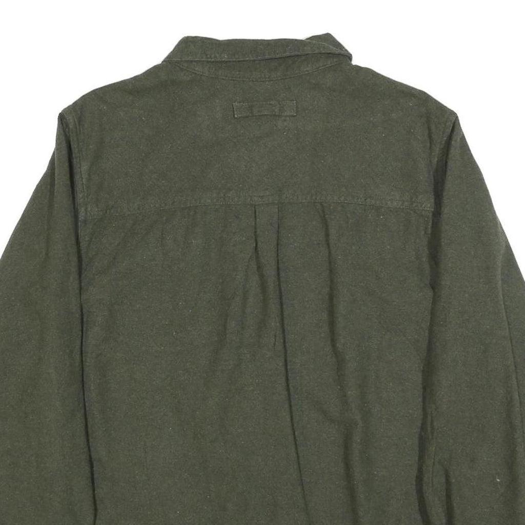 LEGENDARY Mens Green Plain Casual Cotton Shirt S Button Closure Long Sleeve