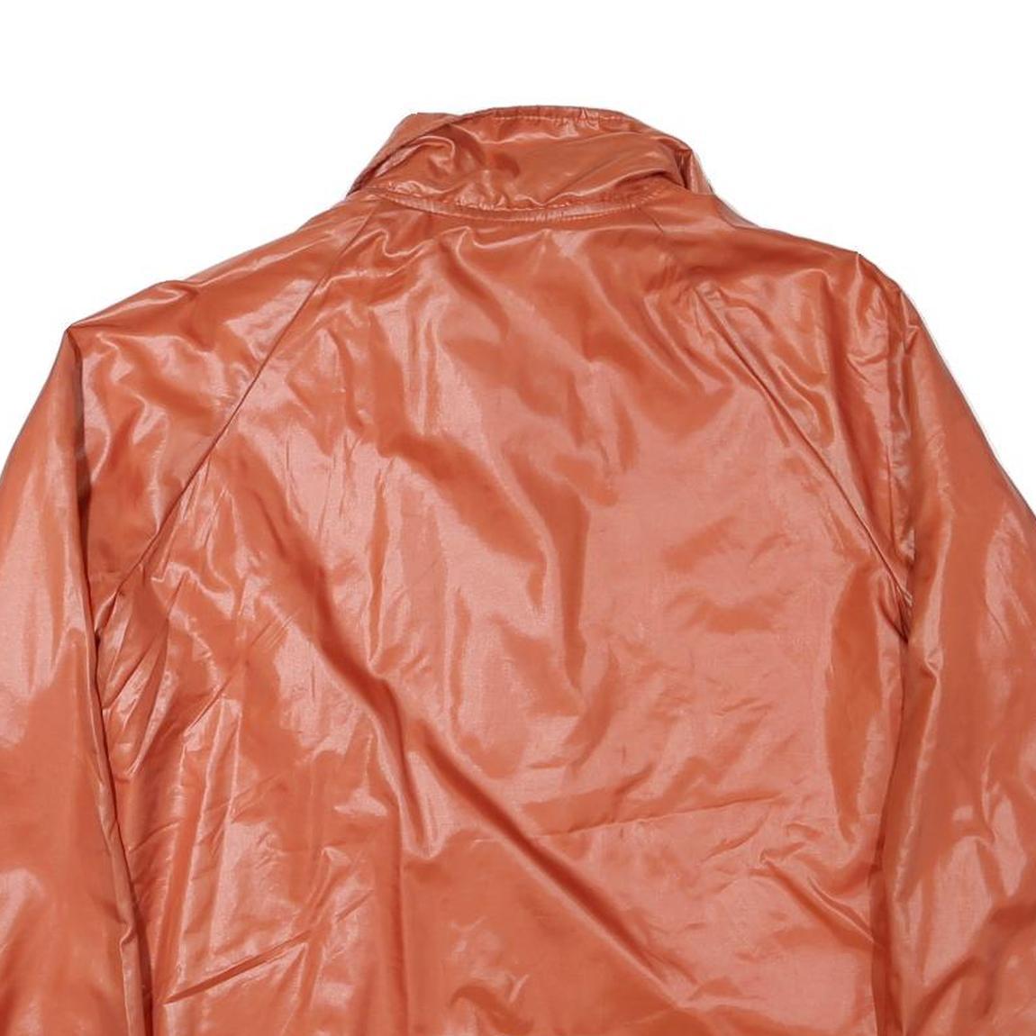 WINDYWEATHER Womens Orange Nylon Button Jacket L Lightweight Plain Outerwear