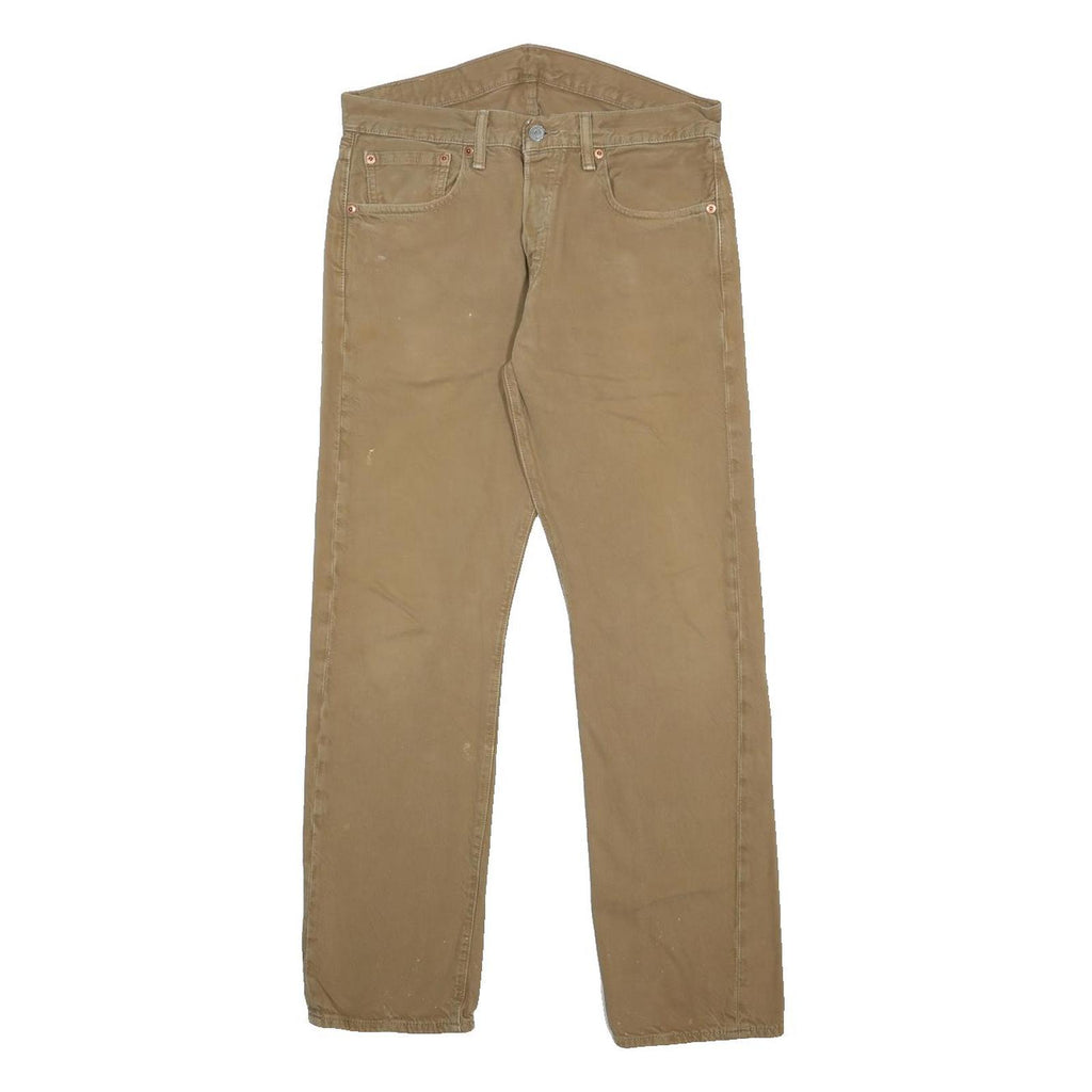 LEVI'S 501 Mens Jeans Beige Regular Straight Denim W31 L30 Classic Button Fly